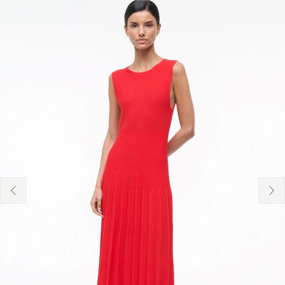 STAUD ELYSE DRESS RED ROSE Size Medium